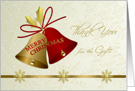 Thank you for the Christmas Gift - bells and snowflakes card
