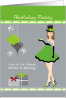 Holiday Party - Girl and ornaments Invitation card