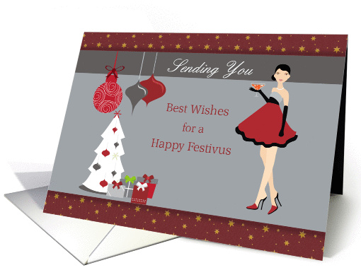 Festivus Holiday Party - Girl, Ornaments, Christmas Tree card (875298)