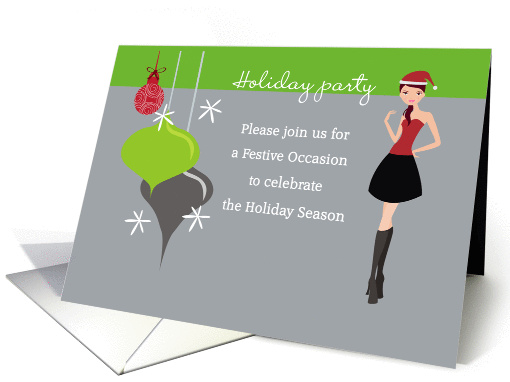 Christmas Holiday Party - Girl and ornaments Invitation card (875748)