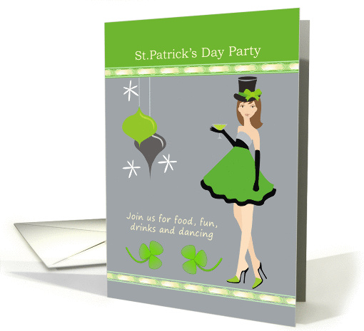 St.Patrick's Day Party Invitation - Girl and ornaments card (875951)