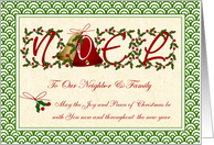 Christmas Neighbor - Noel, bells and holly card