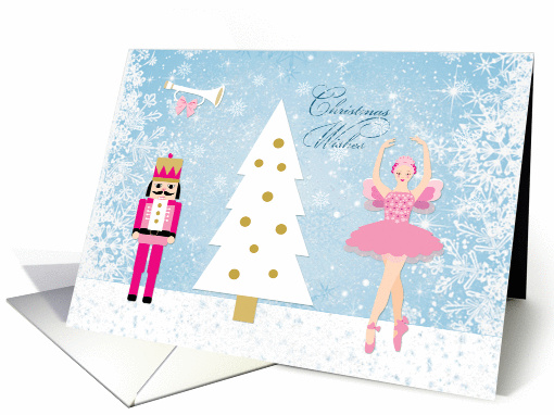 Christmas fairy-tale - Nutcracker, Christmas tree and ballerina card