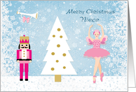 Christmas Niece - Nutcracker, Christmas tree and ballerina card