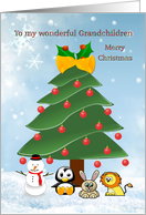 Christmas Grandchildren - tree and animals card