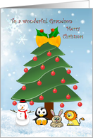 Christmas Grandson - tree and animals card