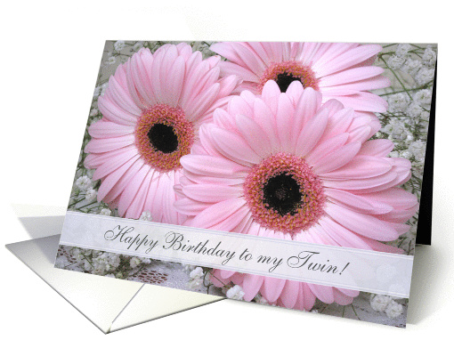 Birthday Twin - pink Gebera card (895862)