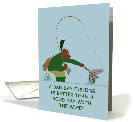Funny fishing birthday card for husbands card (370616)