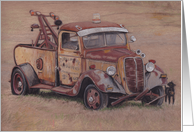 Antique Rusty Tow Truck Birthday Card
