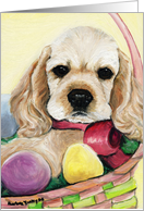 Cocker Spaniel in basket card