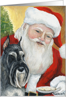 Standard Schnauzer and Santa Christmas Card
