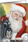 Standard Schnauzer and Santa Christmas Card