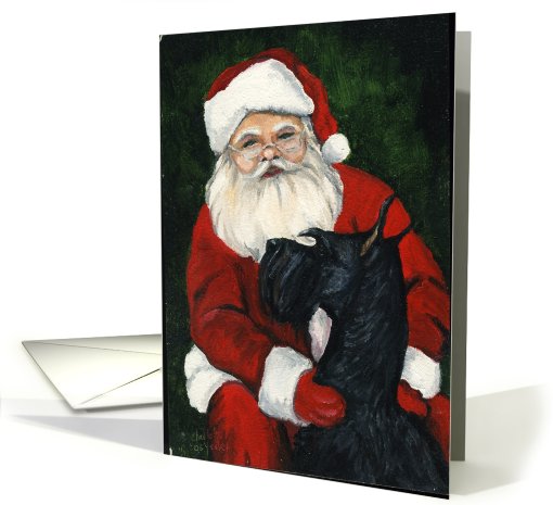 Giant Schnauzer and Santa Christmas card (508801)