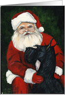 Giant Schnauzer and Santa Christmas Card