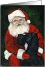 Giant Schnauzer and Santa Christmas Card