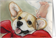 Pembroke Corgi & Santa Christmas card