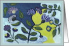 Flowers in Blue Happy Birthday painting card