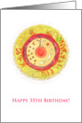 Happy 35 Birthday Girl - yellow life mandala card