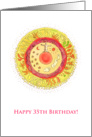 Happy 35 Birthday Girl - yellow life mandala card