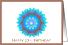 Happy 25th Birthday, star flower in blue, green, brown card