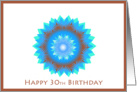 Happy 30th Birthday, star flower in blue, green, brown card