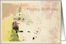 Happy Birthday Girl, vintage style portrait girl card