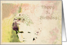 Happy 3rd Birthday Girl - portrait of girl with flowers card