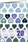 Happy 20th Birthday Hearts card
