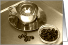 Coffee Invitation - design coffee cup and coffee beans on tray photography card