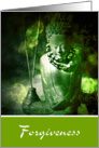 Forgiveness, I forgive you Green buddha in contemplation photography card