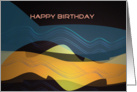 Happy Birthday, abstract landscape digital art card