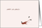 Happy Halloween, red blood spatter with black insects card