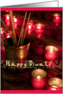 Happy Diwali - Hindu Festival of Lights, golden red burning candles red photography card