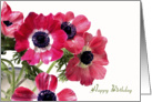 Happy Birthday, red flowers photography card