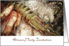 Dinner party invitation, fresh fish, shrimps, octopus, photography card