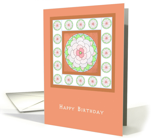 Happy Birthday Asian Lotus Flower in orange colored background card