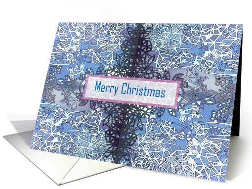 Winter Blue Ice Crystals Merry Christmas card (1400148)