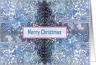 Winter Blue Ice Crystals Merry Christmas Card