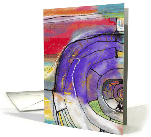 Colorful Abstract Art Happy Birthday Card, print of painting card