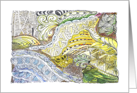 Jungle Abstract Botanical Line Art Tangle Drawing Green Birthday card