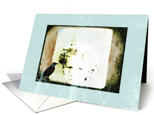 Miss You Girl Vintage portret blue card (396626)