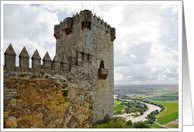 Medieval Castle in landscape, history fairy tales photography card