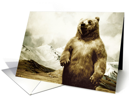 Hello Brown Bear in mountain landscape card (709271)
