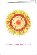 Happy 35 Birthday Girl - yellow life mandala card