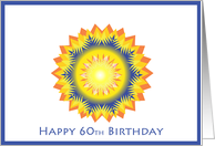 Happy 60th Birthday - star flower in orange & blue card
