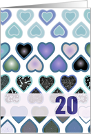 Happy 20th Birthday Hearts card