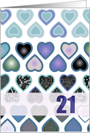 Happy 21th Birthday Hearts card