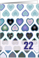 Happy 22nd Birthday Hearts card