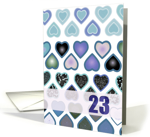 Happy 23rd Birthday Hearts card (843923)