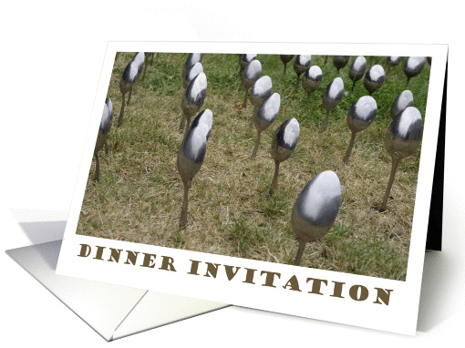 Dinner party invitation - lawn with spoons photography card (844235)